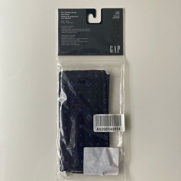 🎁 GAP Adult Face Mask 3-Pack, Brand New, Navy Diamond - Picture 3 of 4